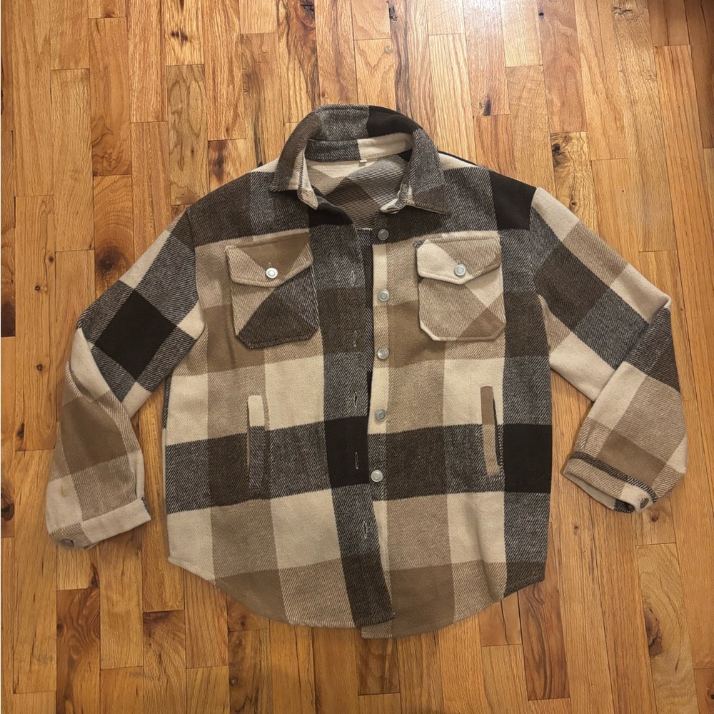 Plaid Button-Up Shirt Jacket